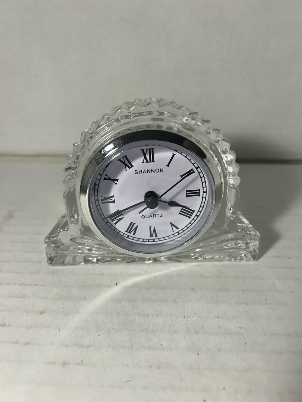 Shannon Clear Crystal Mantel Clock with White Dial